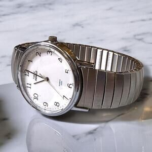 Timex Indiglo Dress Watch Unisex Gold Tone Analog Leather Strap Quartz 35mm RUNS